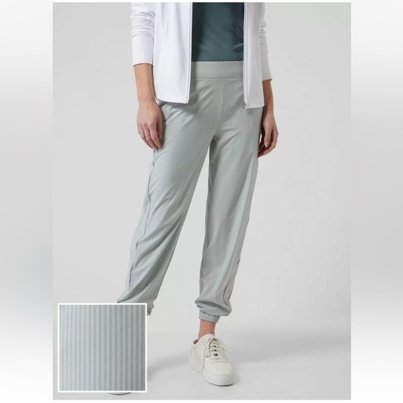 Athleta Brooklyn Textured Jogger City Stripe Coast Grey SIZE 16 - Picture 1 of 11